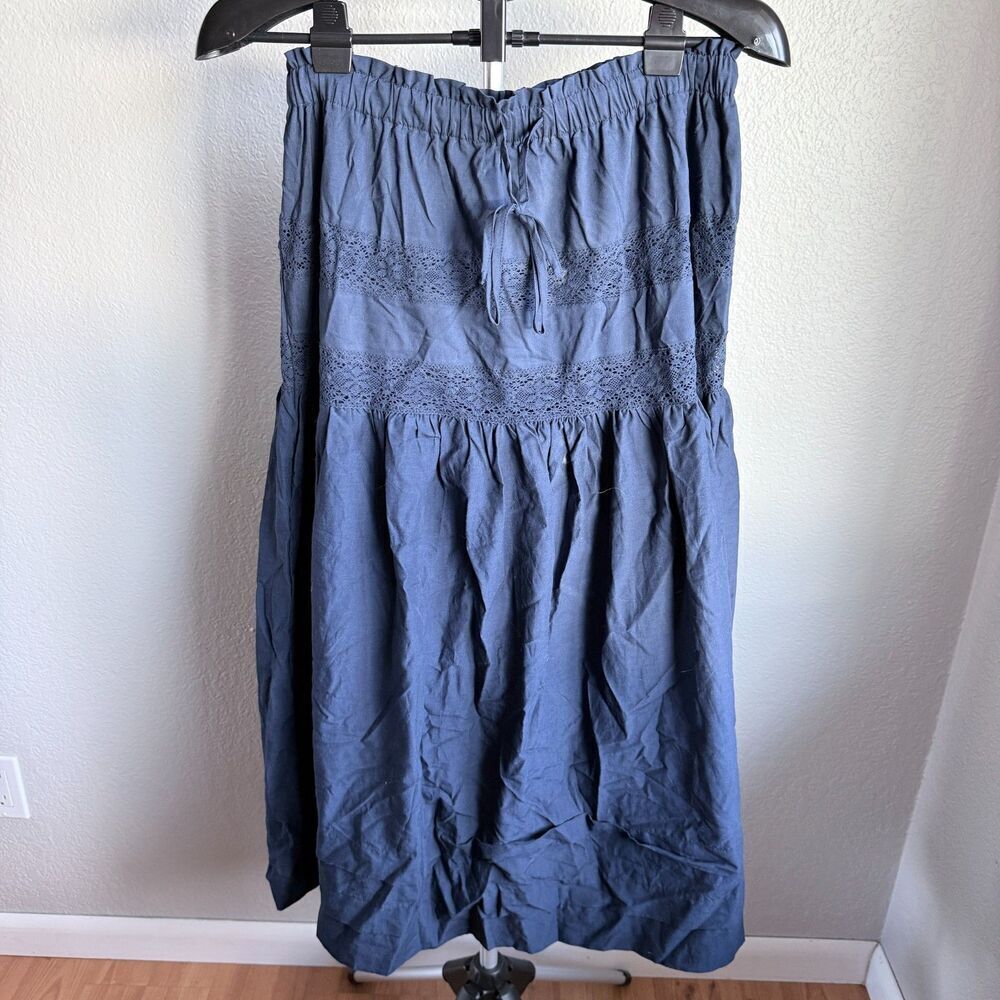 NWT And Now This Women's Tie-Waist Lace-Inset Maxi Skirt Boho Cottage Core M - Picture 2 of 6
